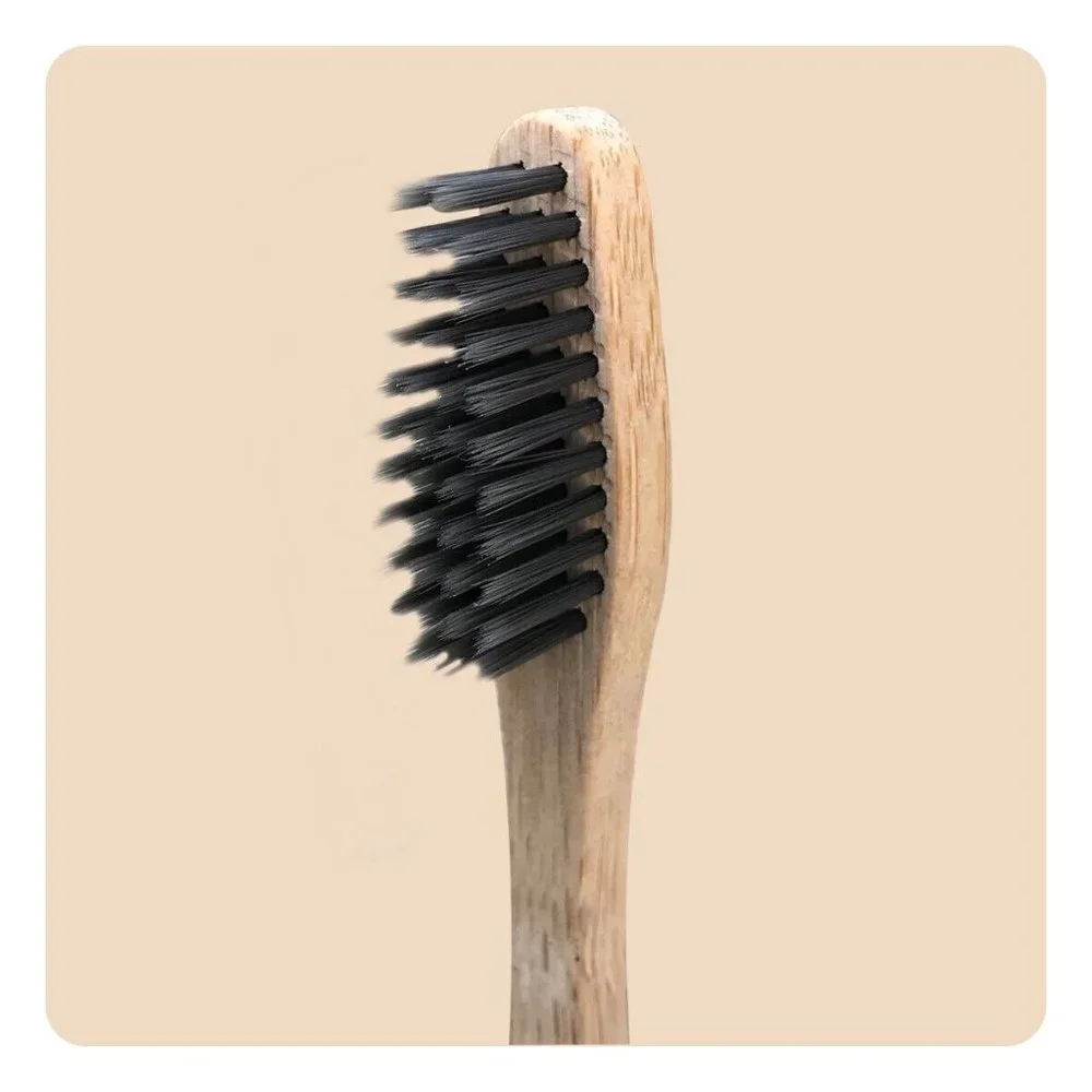 Set of 12 Brush Buddies Bamboo Toothbrush Charcoal Infused Soft Bristles